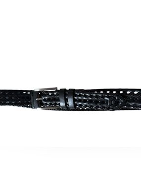 XL Men's 50" Black Leather Braided Belt Silver Buckle